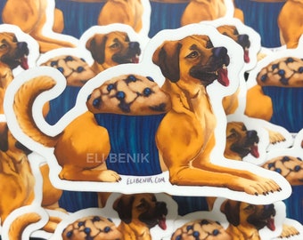 Mutt Muffin cute dog matte vinyl waterproof sticker