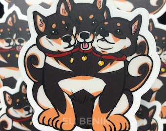 Shiba Inu Cerberus matte vinyl waterproof sticker