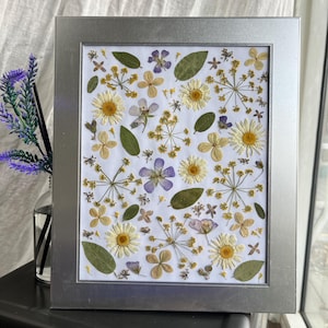Handpressed wildflower frame | Real flower wall art | | herbarium | mixed flowers art | botanical art frame