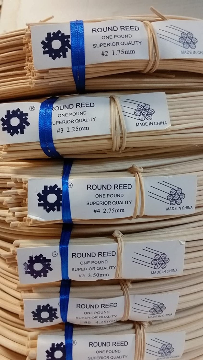 1 Pound Coil of Round Reed for Basket & Wicker Weaving, Natural Color ...