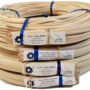 1 Pound Coil of Flat Oval Reed for Basket & Seat Weaving, Natural Color, Choose Width: 3/16" 1/4" 3/8" 1/2" 3/4"