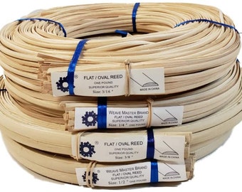 1 Pound Coil of Flat Oval Reed for Basket & Seat Weaving, Natural Color, Choose Width: 3/16" 1/4" 3/8" 1/2" 3/4"