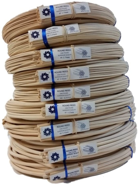 1 Pound Coil of Round Reed for Basket & Wicker Weaving, Natural Color, Choose Your Size: 2,3,4,5,6,7,8,9,10