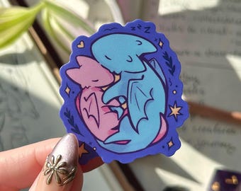 Celestial Dragons Duo Sticker - Water-Resistant Matte Vinyl