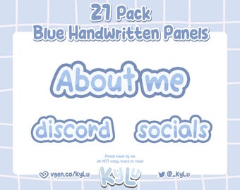 Painéis Twitch manuscritos em azul: Pacote Streamer (Download digital)