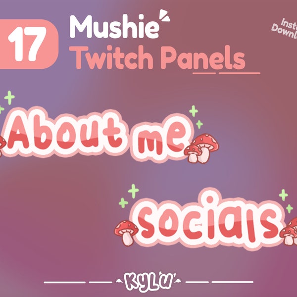 17 Cute mushie panels for Twitch || 17 600x250px mushroom panels for streamers