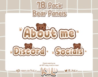 Cute Bear Twitch Panels | Streamer Graphics (Digital Download)