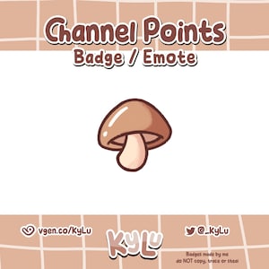 Brown Mushroom Channel Points Badge: Twitch/Discord Emote (Digital Download)