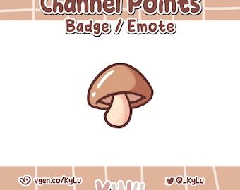Brown Mushroom Channel Points Badge: Twitch/Discord Emote (Digital Download)