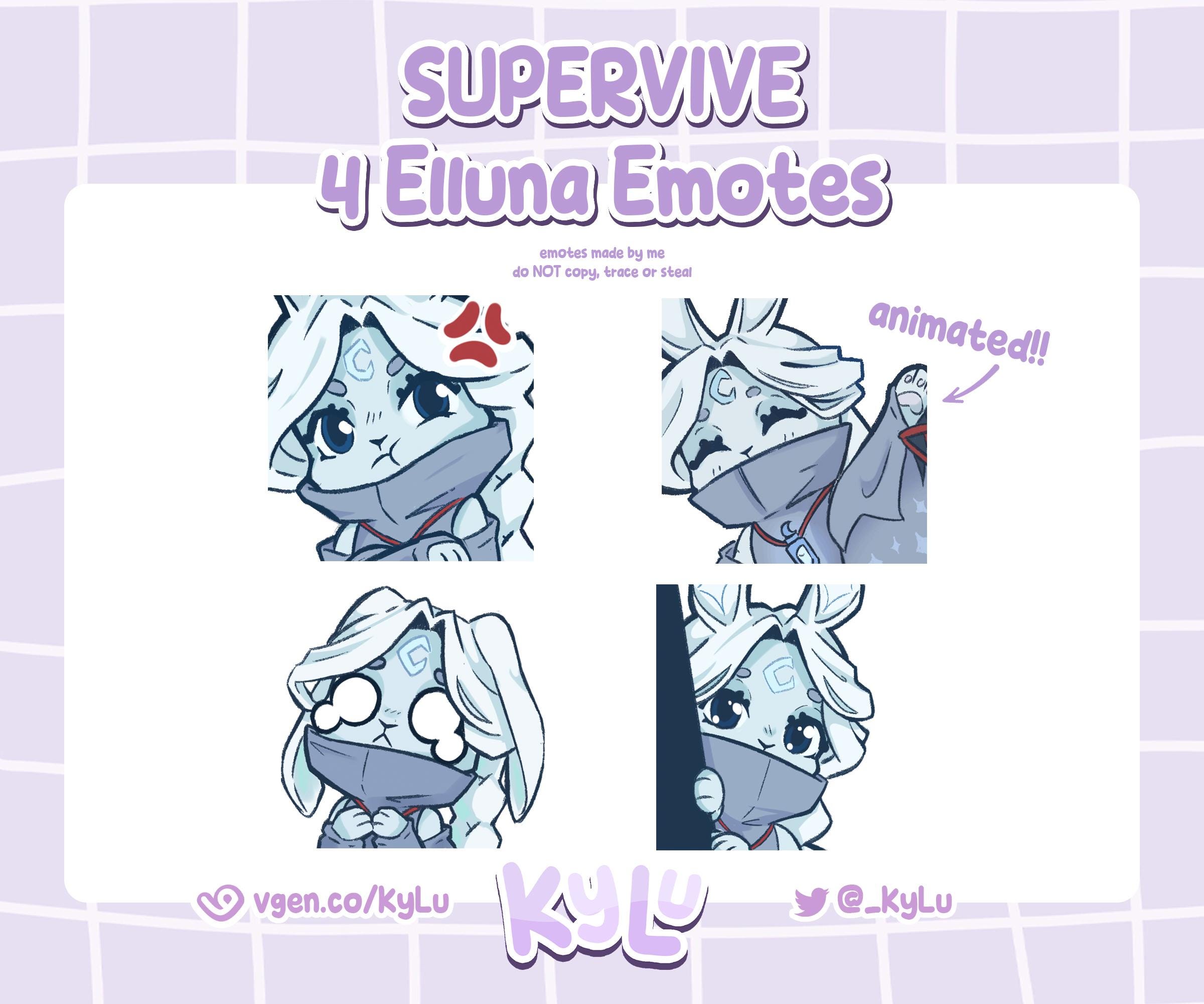 Elluna SUPERVIVE Emote set for Twitch / Discord for streamers