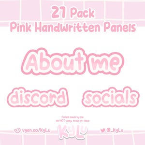Pink Handwritten Twitch Panels: 21-Pack Streamer Decoration (Digital Download)