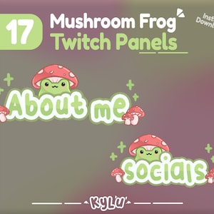 Cute mushroom frog panels for Twitch || 17 600x250px frog panels for streamers