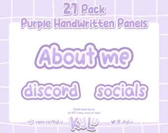 Purple Handwritten Twitch Panels: 21-Pack (Digital Download)