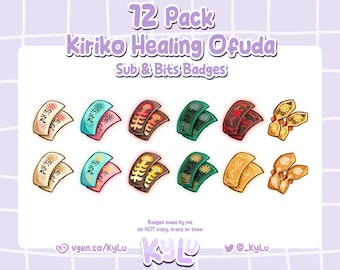 12 Kiriko Healing Ofuda Papers Overwatch 2 Sub & Bits Badges for streamers