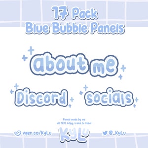 17 Cute Blue Bubble Twitch panels | simple pastel blue sparkle panels for twitch