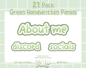 Green Handwritten Twitch Panels: 21 Pack (Digital Download)