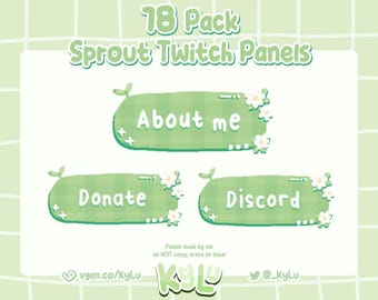 Cottagecore Sprout Twitch Panels | Floral Pixel Art (Digital Download)