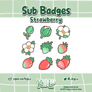 Strawberry Life Cycle Sub Badges: Cottagecore Twitch Streamer Bits (Digital Download)