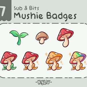 7 Cute Mushie Sub / Bits Badges︱Mushroom Badges for Twitch Streamers