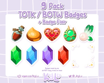 9 TOTK / BOTW Sub & Bit Badges with Flair for Twitch/YouTube | Twitch Sub Badges | Twitch Flair | Cute Sub Badges | Discord Roles