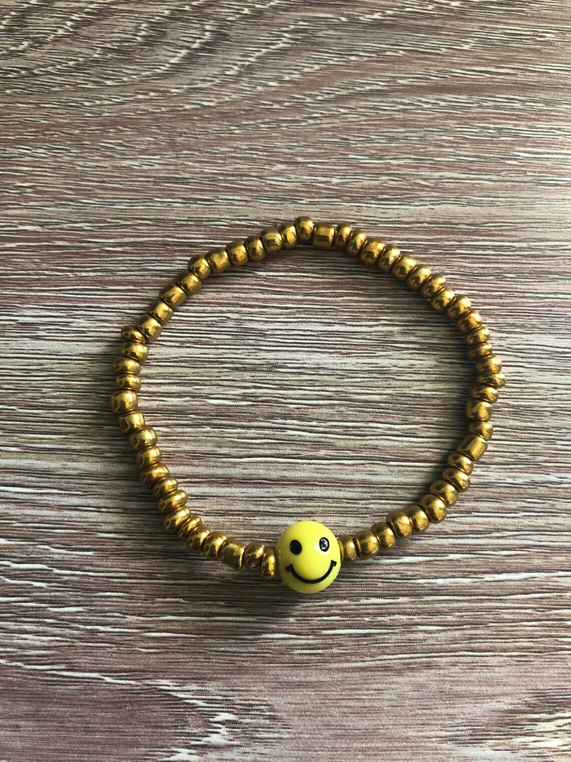 Gold smiley face bracelet | Etsy