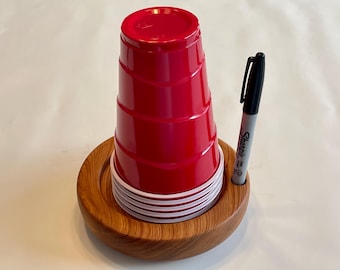 Hand Carved Cup and Marker Holder
