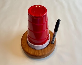 Hand Carved Cup and Marker Holder
