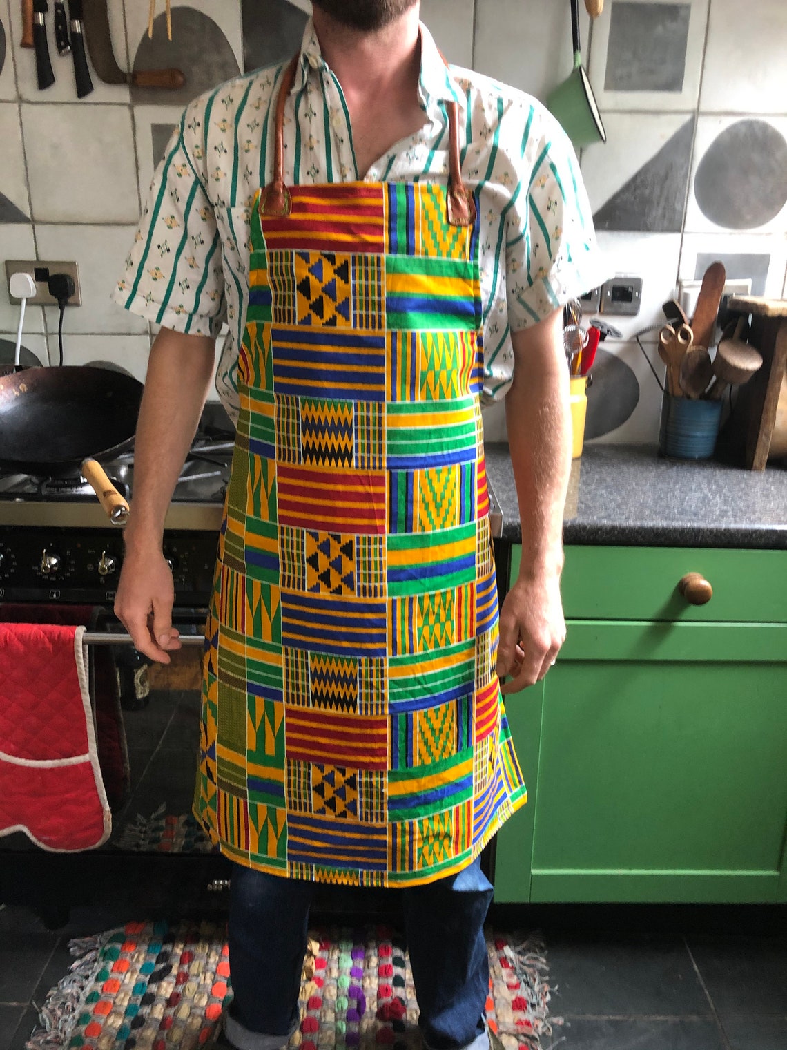 African Ghana Print Reversible Unisex Apron Bright & Colourful Etsy
