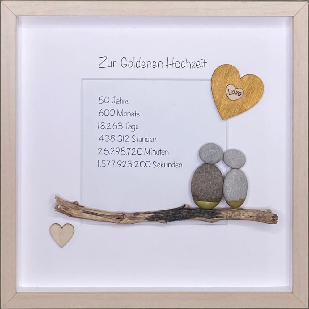 Steinbild Goldene Hochzeit H1gold Etsy
