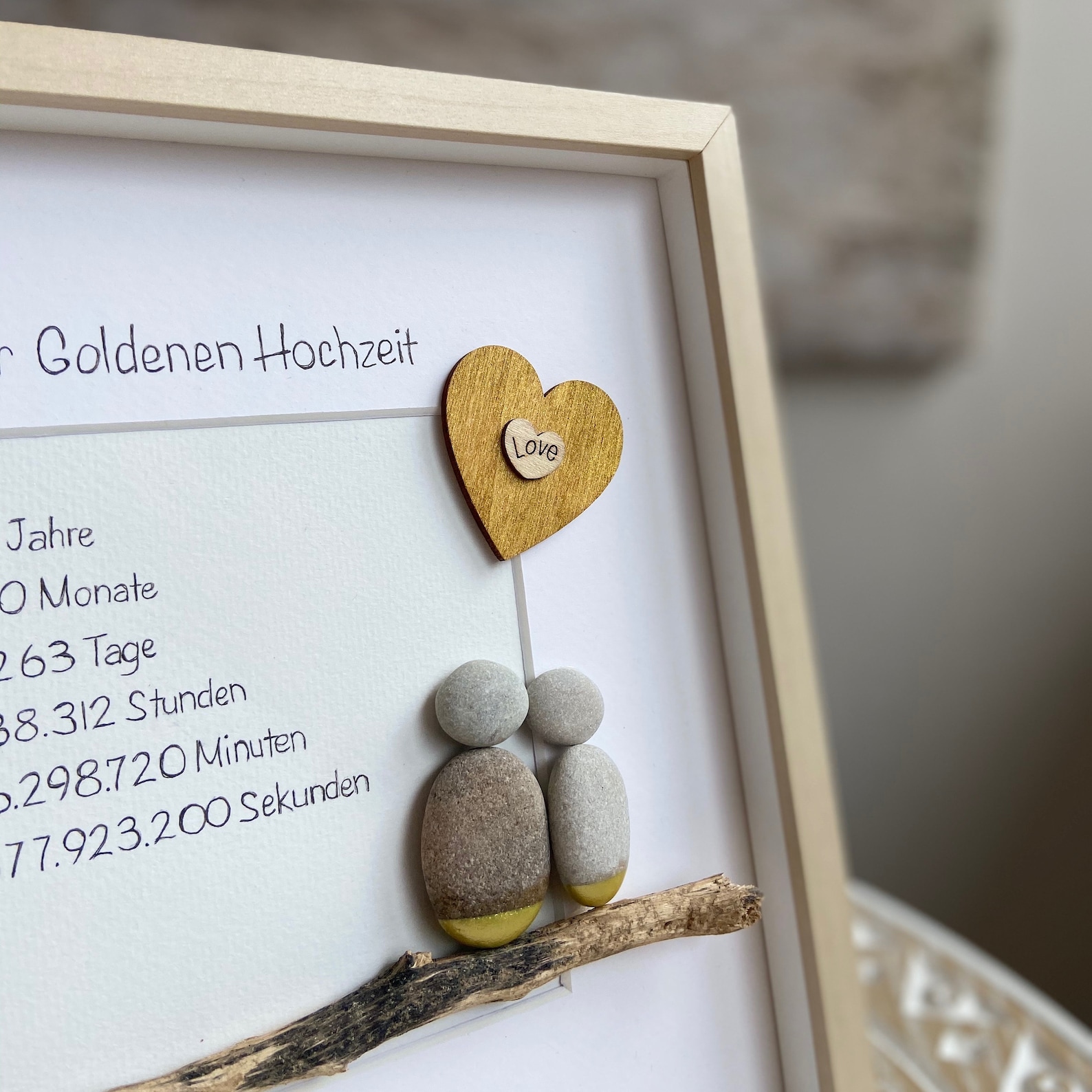 Steinbild Goldene Hochzeit H1gold Etsy