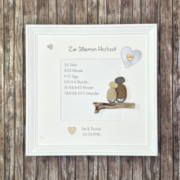 Steinbild "Silberhochzeit" 25 Jahre Jubiläum Eheleute feiern Geschenk personalisiert