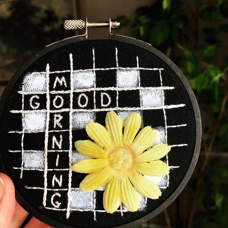 Good Morning Crossword Embroidery Hoop Wall Hanging Etsy