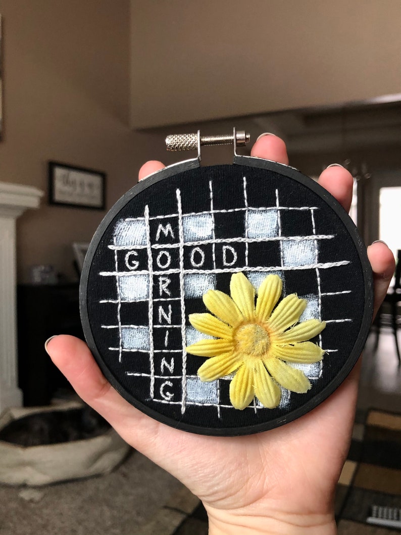 Good Morning Crossword Embroidery Hoop Wall Hanging Etsy
