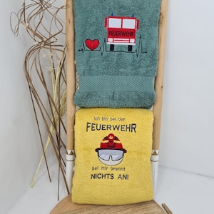 Handtuch Feuerwehr, besticktes Handtuch, Feuerwehr, Einsatzfahrzeuge, Freiwillige Feuerwehr