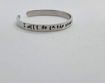 I will Go In The Strength Of The Lord Ps 71:16 Handmade Stamped Cuff Scripture Bracelet