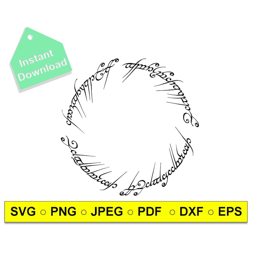 Lord of the Ring Inscription Svg, Ring Svg, Lord of the Rings Svg, Dxf