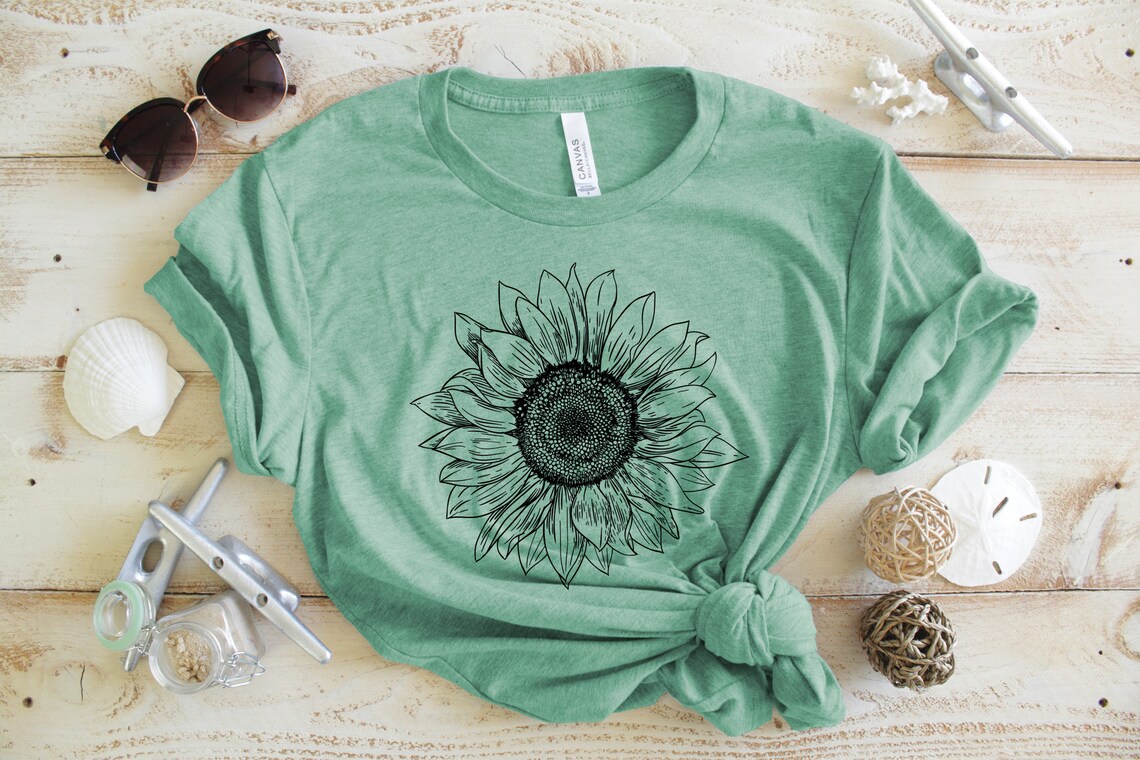 Sunflower Shirt For WomenSunflower Graphic TeeHand Drawn Etsy