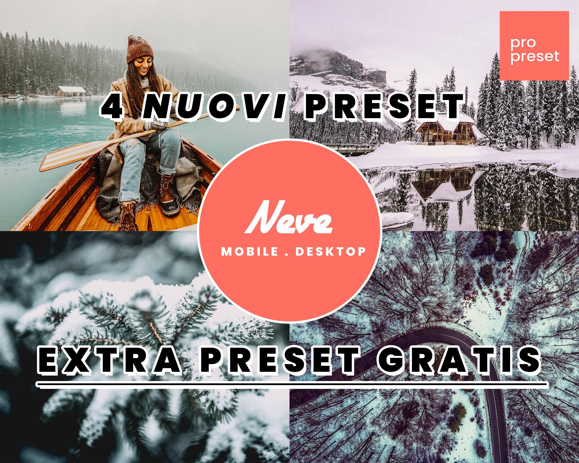 SNOW | 4 Presets + 1 Free! Presets for Lightroom Mobile and Desktop, Adobe Camera Raw, Dng, Xmp, Lrtemplate, Mobile Presets, Desktop Preset