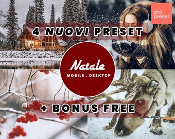 CHRISTMAS | 4 Presets + 1 Free! Presets for Lightroom Mobile and Desktop, Adobe Camera Raw, Dng, Xmp, Lrtemplate, Mobile Presets, Desktop Preset