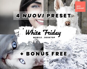WHITE FRIDAY | 4 Presets + 1 Free! Presets for Lightroom Mobile and Desktop, Adobe Camera Raw, Dng, Xmp, Lrtemplate, Mobile Presets