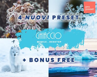 ICE | 4 Presets + 1 Free! Presets for Lightroom Mobile and Desktop, Adobe Camera Raw, Dng, Xmp, Lrtemplate, Mobile Presets