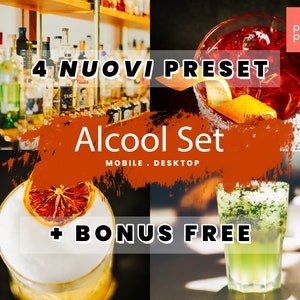 Alcohol | ¡4 ajustes preestablecidos + 1 gratis! Ajustes preestablecidos para Lightroom móvil y escritorio, Adobe Camera Raw, DNG, XMP, Lrtemplate, ajustes preestablecidos para móvil, ajuste preestablecido para escritorio