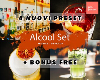 Alcohol | 4 Presets + 1 Free! Lightroom Mobile and Desktop Presets, Adobe Camera Raw, Dng, Xmp, Lrtemplate, Mobile Presets, Desktop Presets