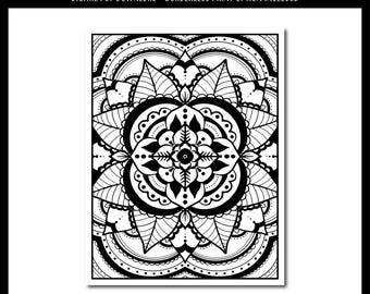 Mandala Coloring Page | Digital Download | Printable PDF | Floral Pattern Coloring | Coloring Pages by Manic By Design