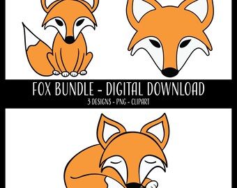 Fox Bundle PNG | Fox Design Bundle | Fox Clipart | Digital PNG Download