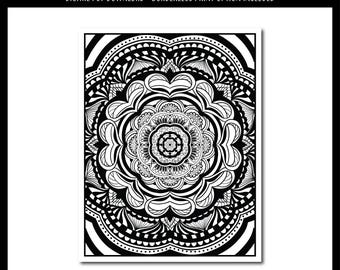 Mandala Coloring Page | Digital Download | Printable PDF | Floral Pattern Coloring | Coloring Pages by Manic By Design
