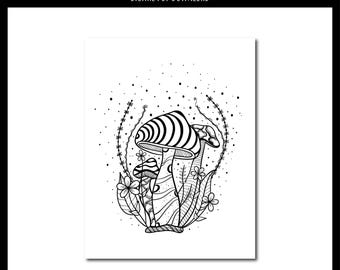 Mushroom Coloring Page - Single Page | Digital Download | Printable PDF | Mushroom Design Coloring | Coloring Pages by Manic By Design