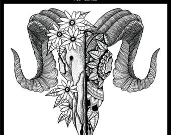 Ram Skull PNG | Skull Design | Ram Clipart | Digital PNG Download