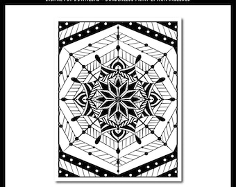 Mandala Coloring Page | Digital Download | Printable PDF | Floral Pattern Coloring | Coloring Pages by Manic By Design