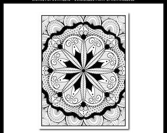 Mandala Coloring Page | Digital Download | Printable PDF | Floral Pattern Coloring | Coloring Pages by Manic By Design